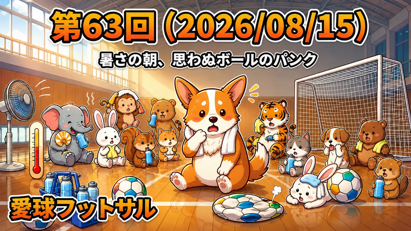 第63回（2026/08/15）愛球フットサル：暑さの朝、思わぬボールのパンク