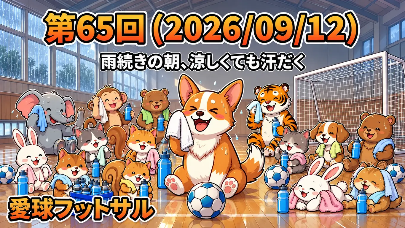 第65回（2026/09/12）愛球フットサル：雨続きの朝、涼しくても汗だく