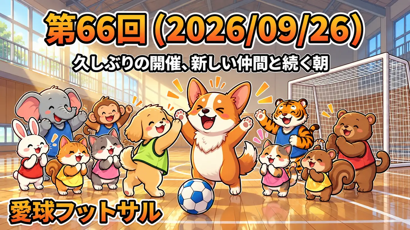 第66回（2026/09/26）愛球フットサル：久しぶりの開催、新しい仲間と続く朝