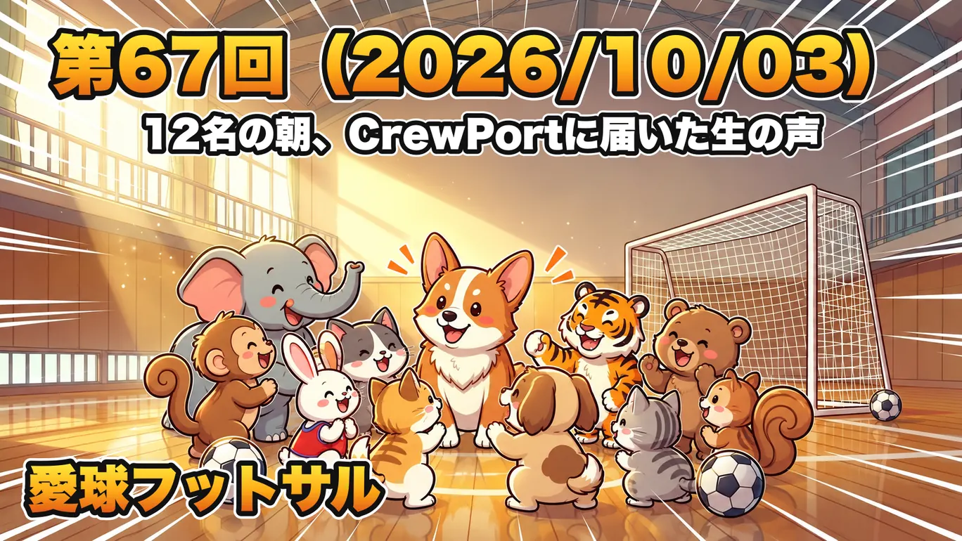 第67回（2026/10/03）愛球フットサル：12名の朝、CrewPortに届いた生の声